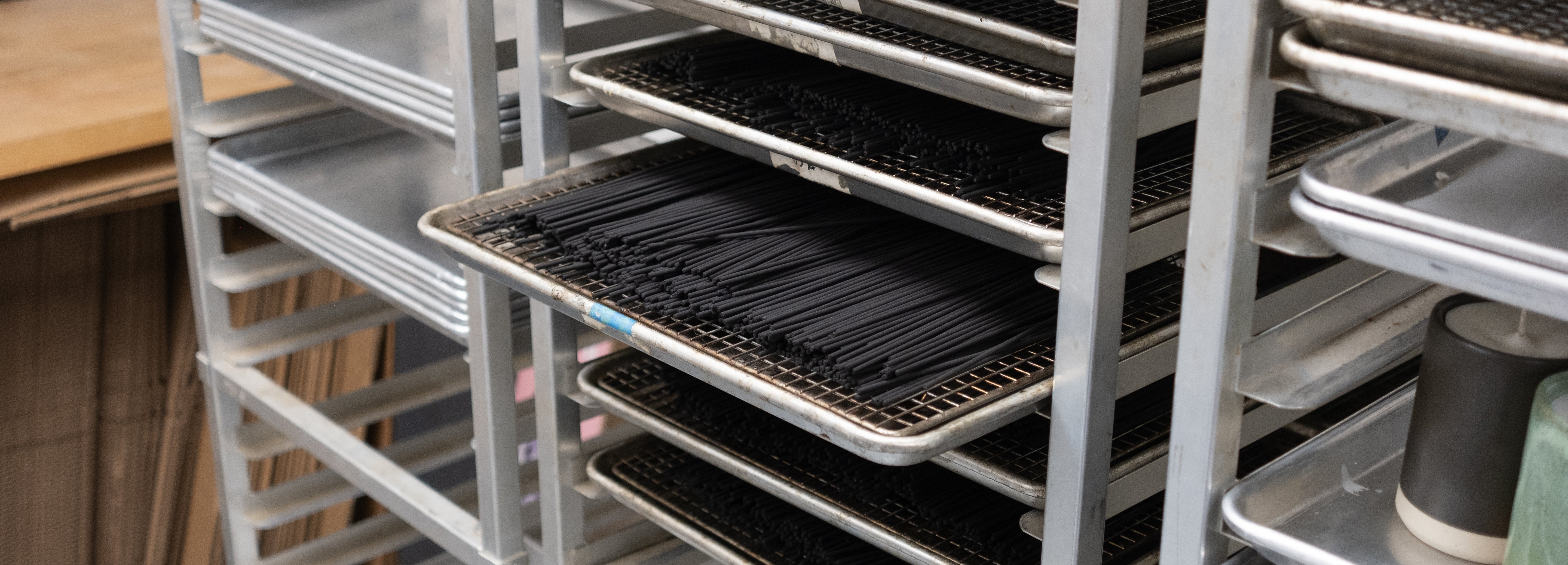 Incense on a drying rack