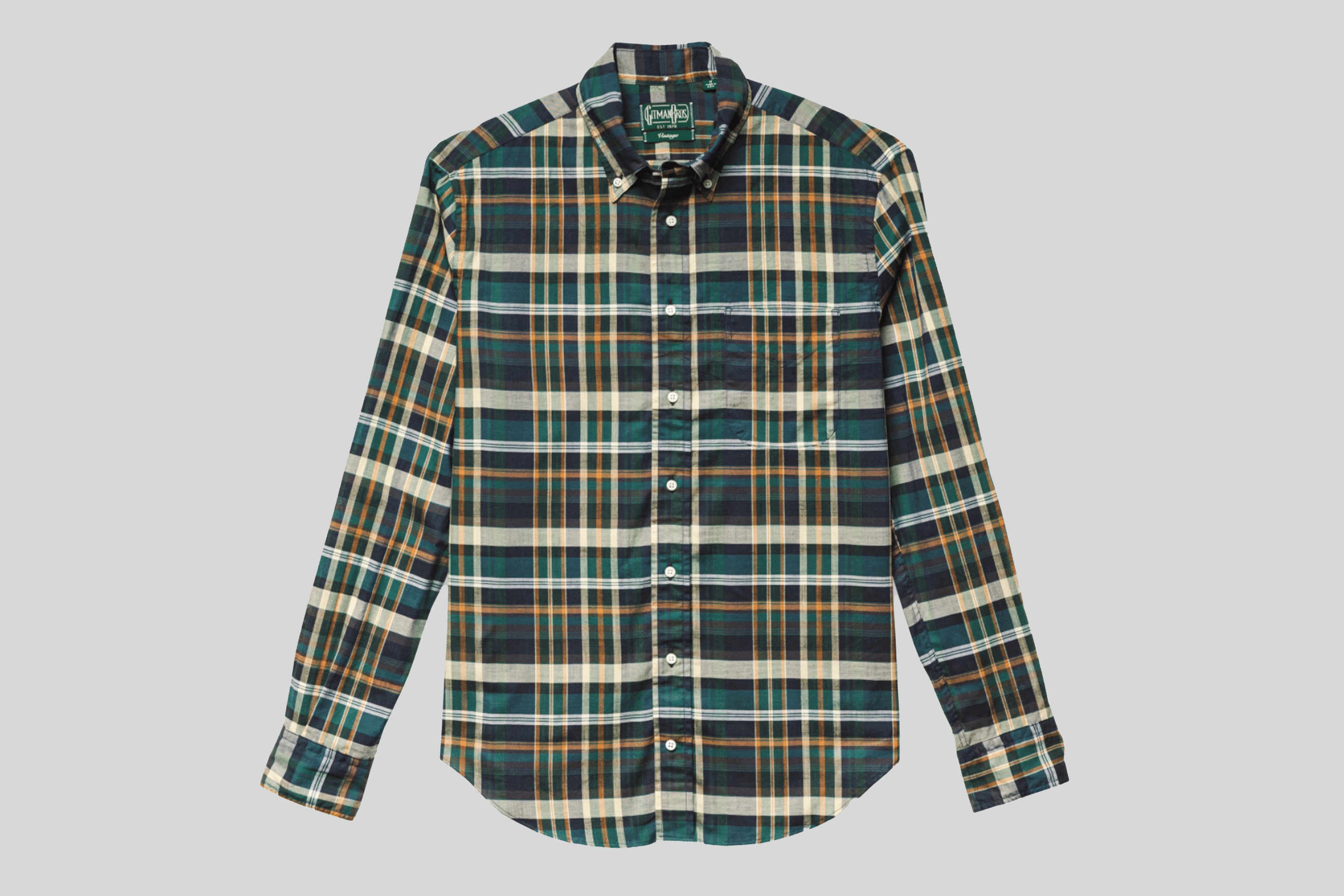 Gitman Vintage Green Archive Madras Shirt